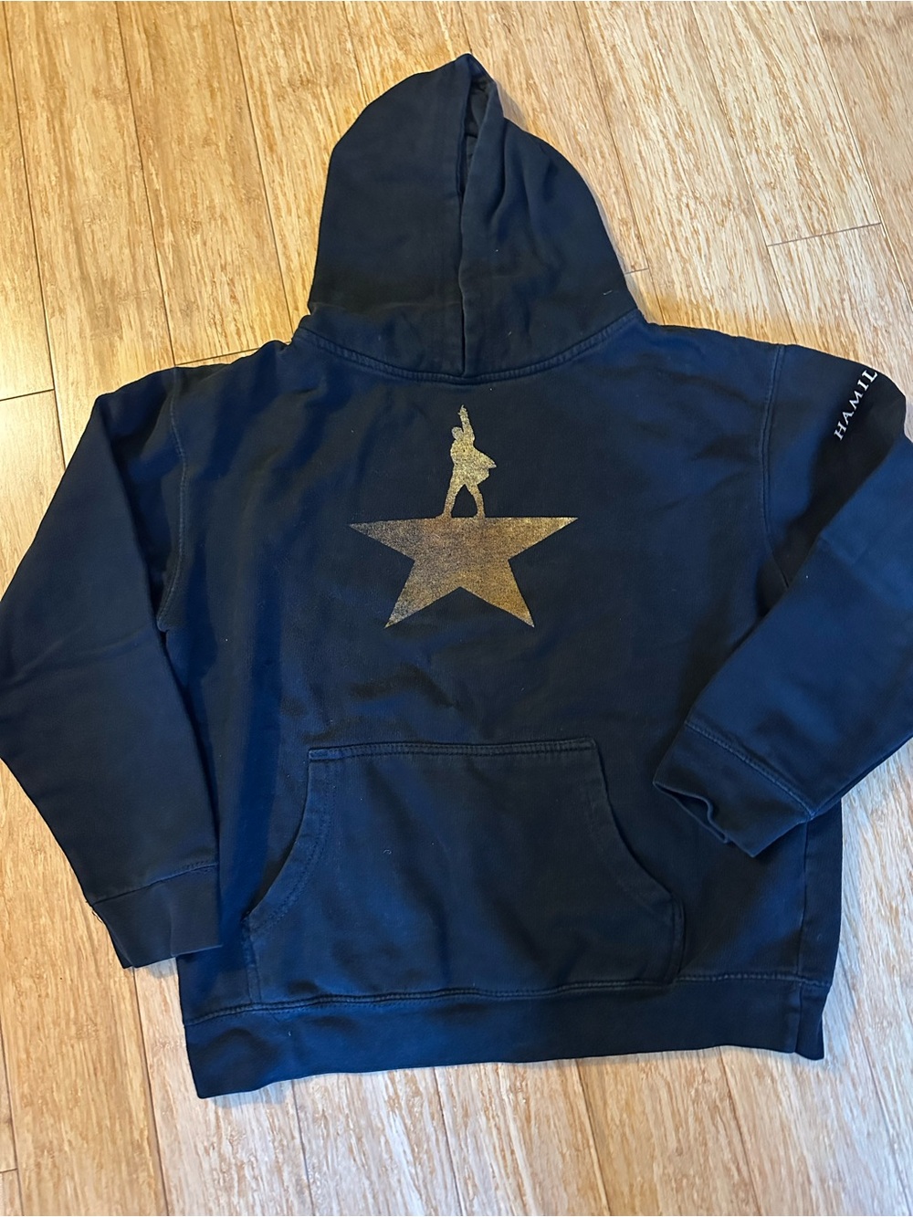 Hamilton Black Kids Hoodie with Gold Star Silhouette from Broadway Youth Large